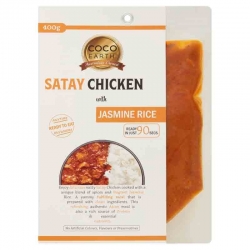 Coco Earth Satay Chicken with Jasmine Rice Ready Meals 400g (4)