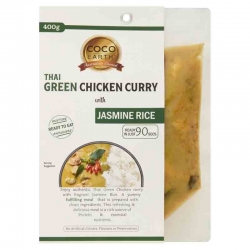 Coco Earth Thai Green Chicken Curry with Jasmine Rice Ready Meals 400g (4)