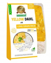 Coco Earth Vegan Yellow Dahl with Long Grain Rice Ready Meals 400g (4)