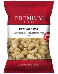 Premium Choice Raw Cashews 12x400g